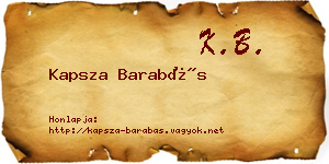 Kapsza Barabás névjegykártya